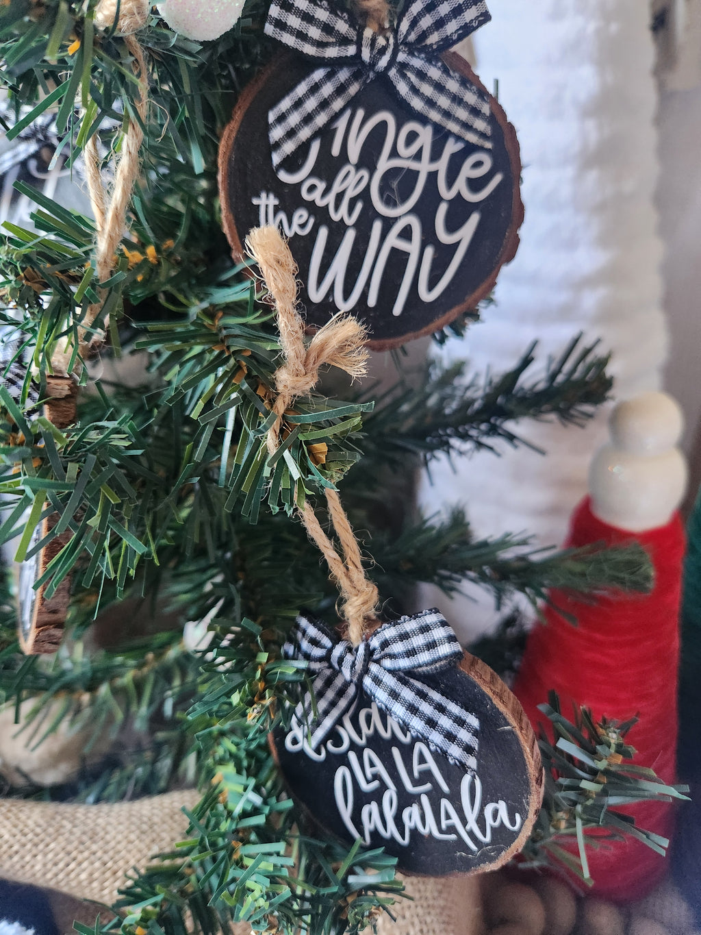 Christmas Song Phrases Wood Slice Ornaments