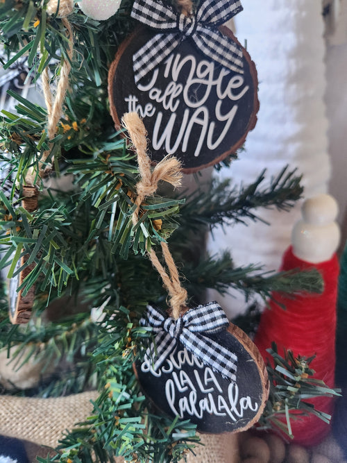 Christmas Song Phrases Wood Slice Ornaments