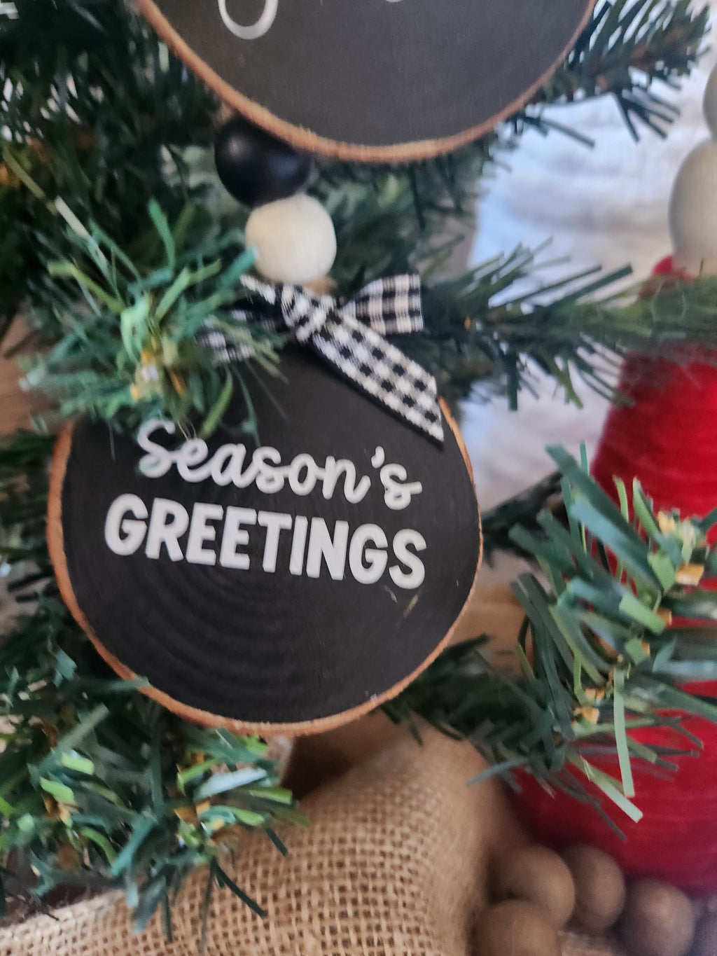 Christmas Greetings Wood Slice Ornaments