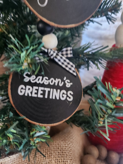 Christmas Greetings Wood Slice Ornaments