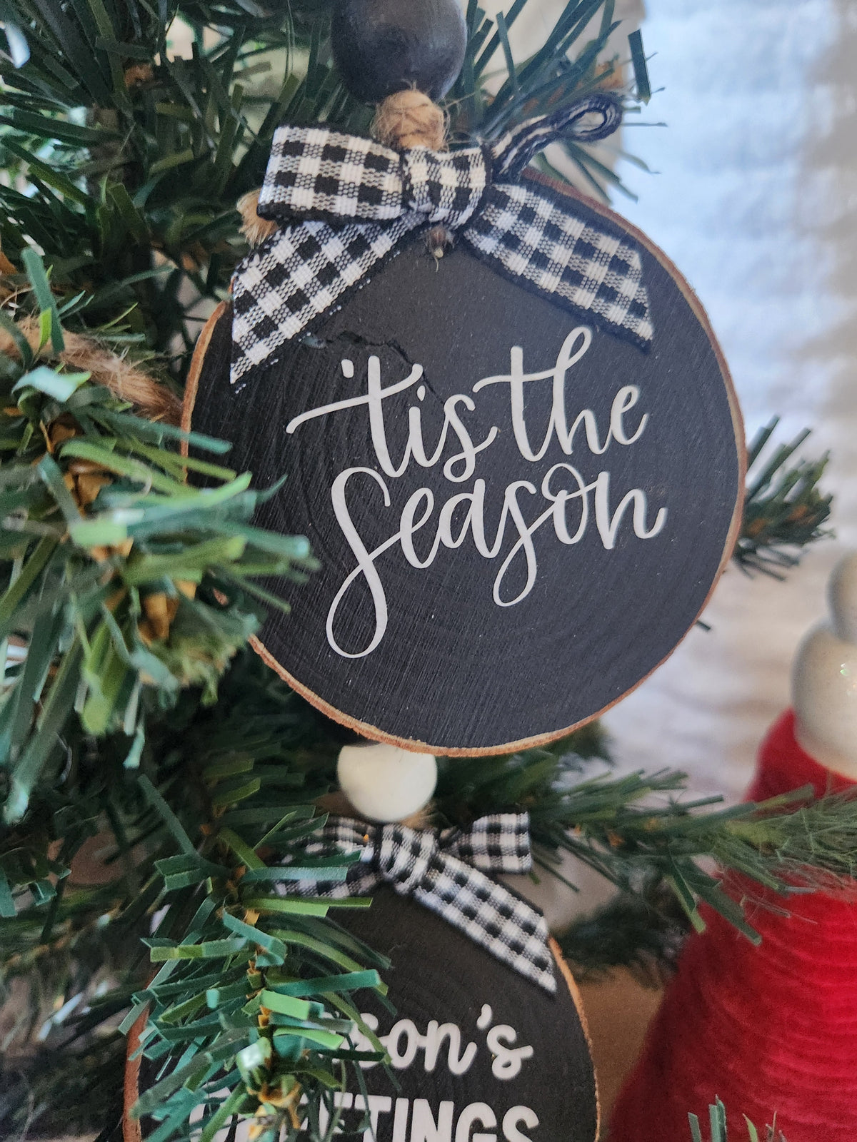 Christmas Greetings Wood Slice Ornaments