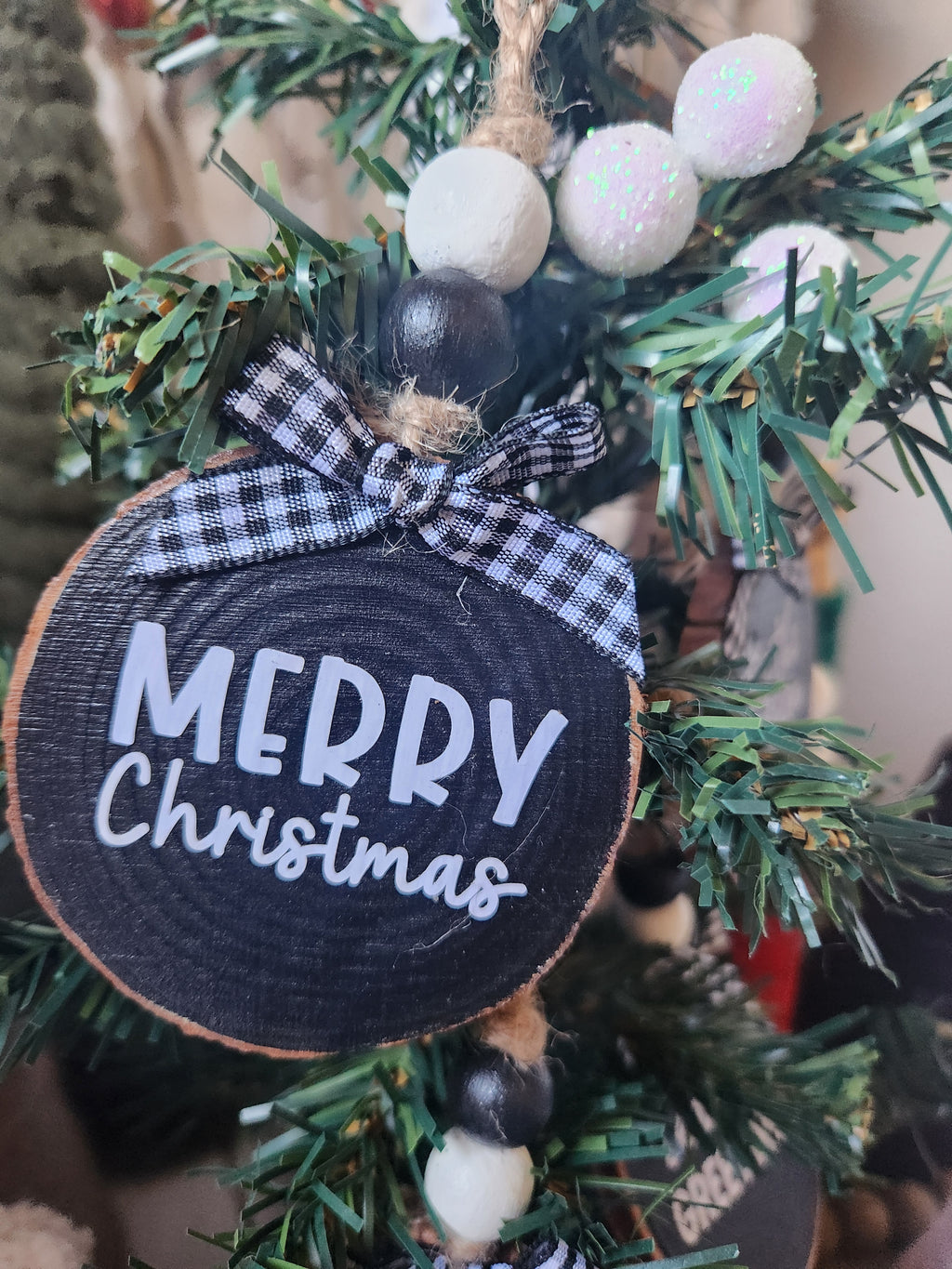 Christmas Greetings Wood Slice Ornaments