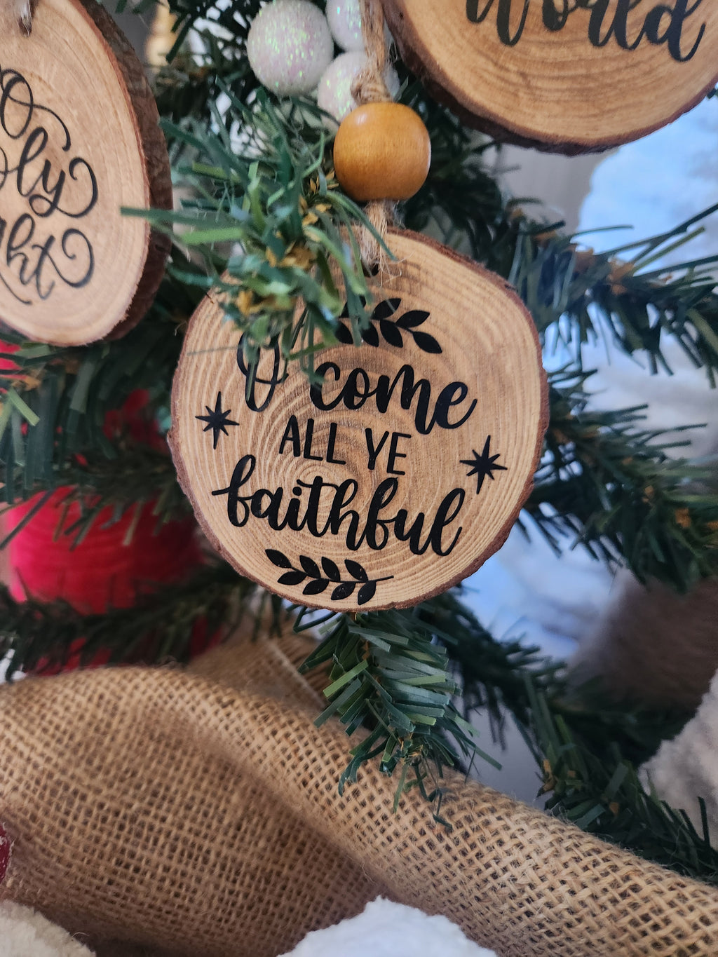 Religious Wood Slice Ornaments