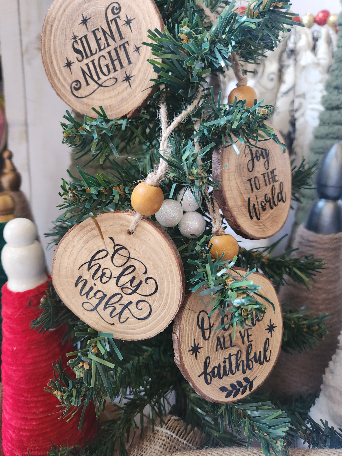 Religious Wood Slice Ornaments