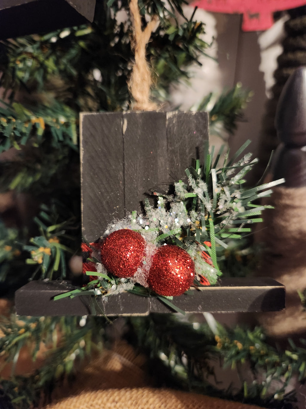 Top Hat Wood Block Christmas Ornaments 2