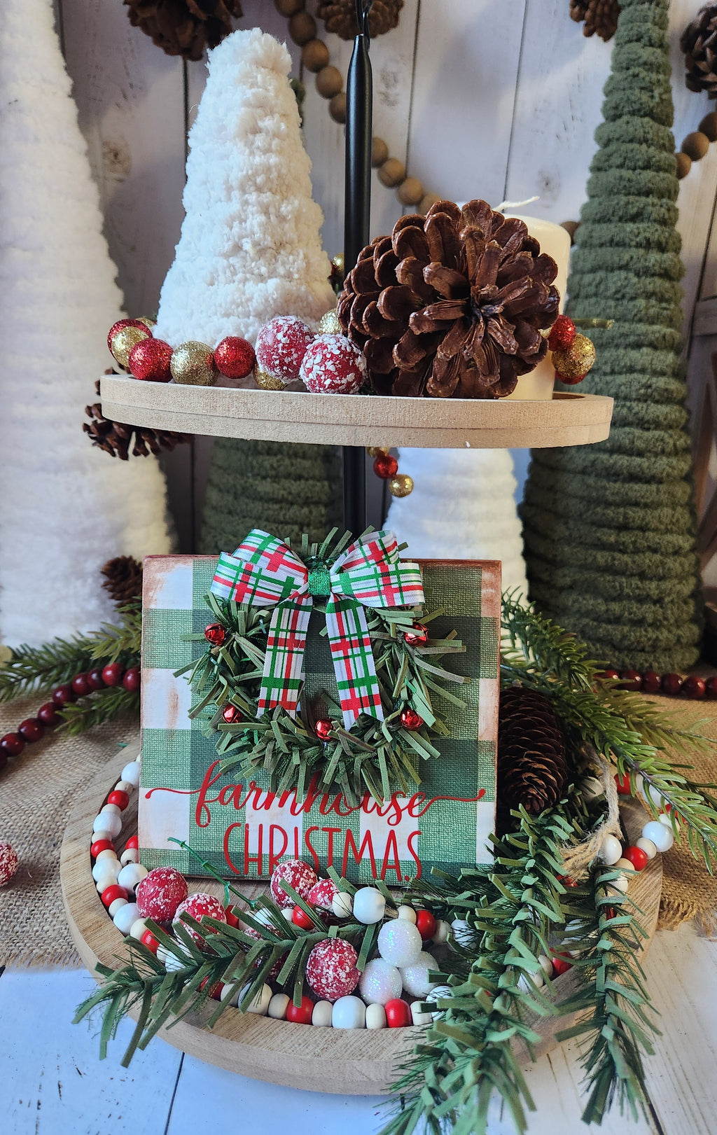 TIER TRAY 2PK BUNDLE FARMHOUSE GREEN