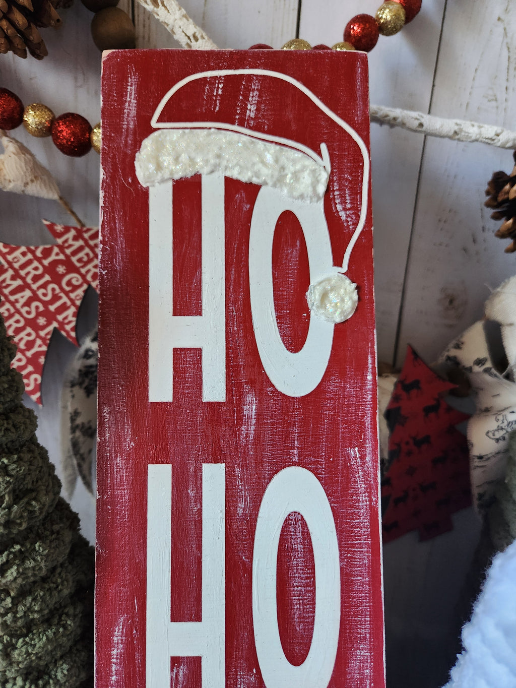 CHRISTMAS WOODEN SIGN_LEANER, HO HO HO