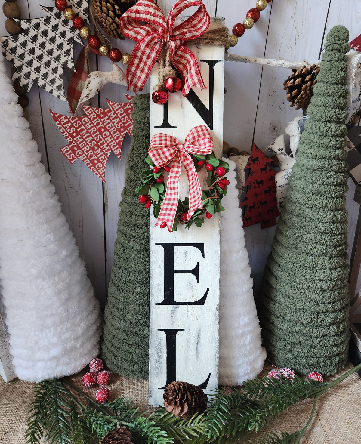 CHRISTMAS WOODEN SIGN_LEANER, NOEL (BLK R)
