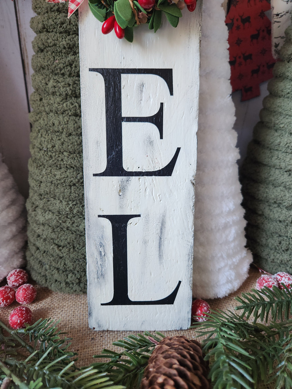 CHRISTMAS WOODEN SIGN_LEANER, NOEL (BLK R)