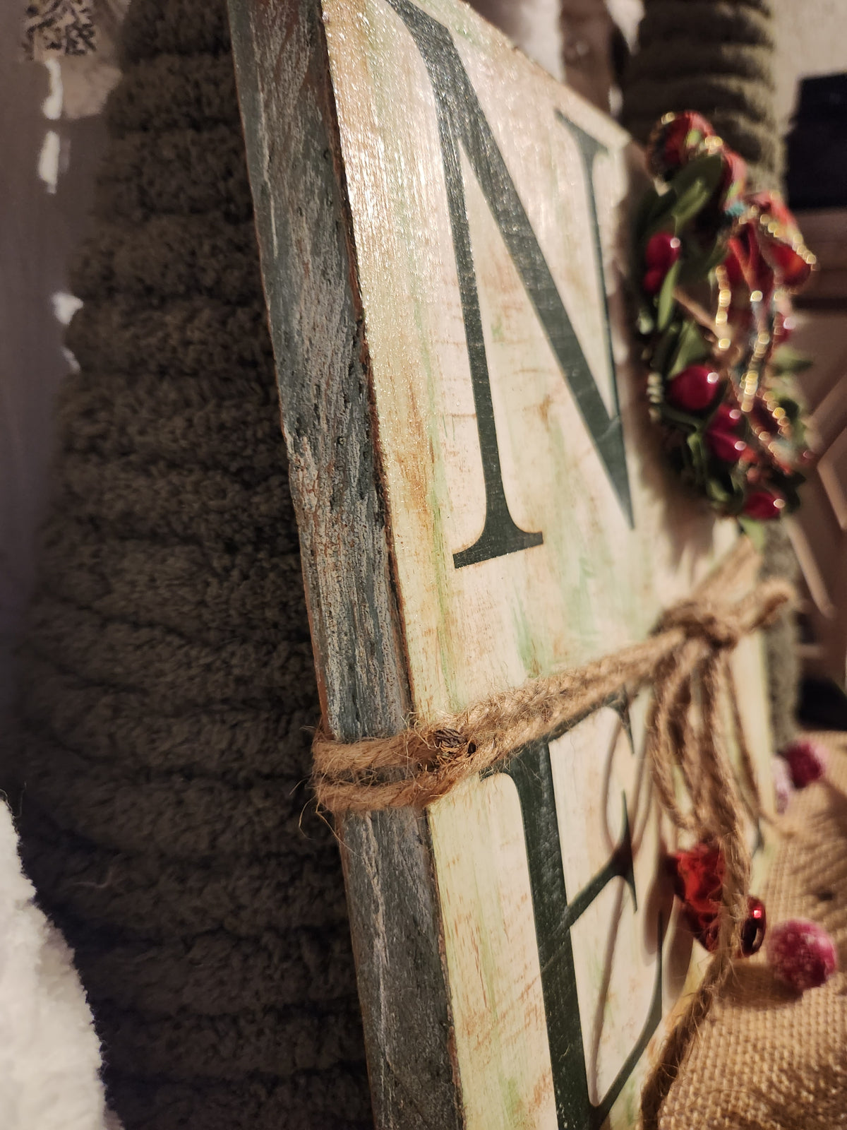 CHRISTMAS WOODEN SIGN_LEANER, NOEL (GRN)