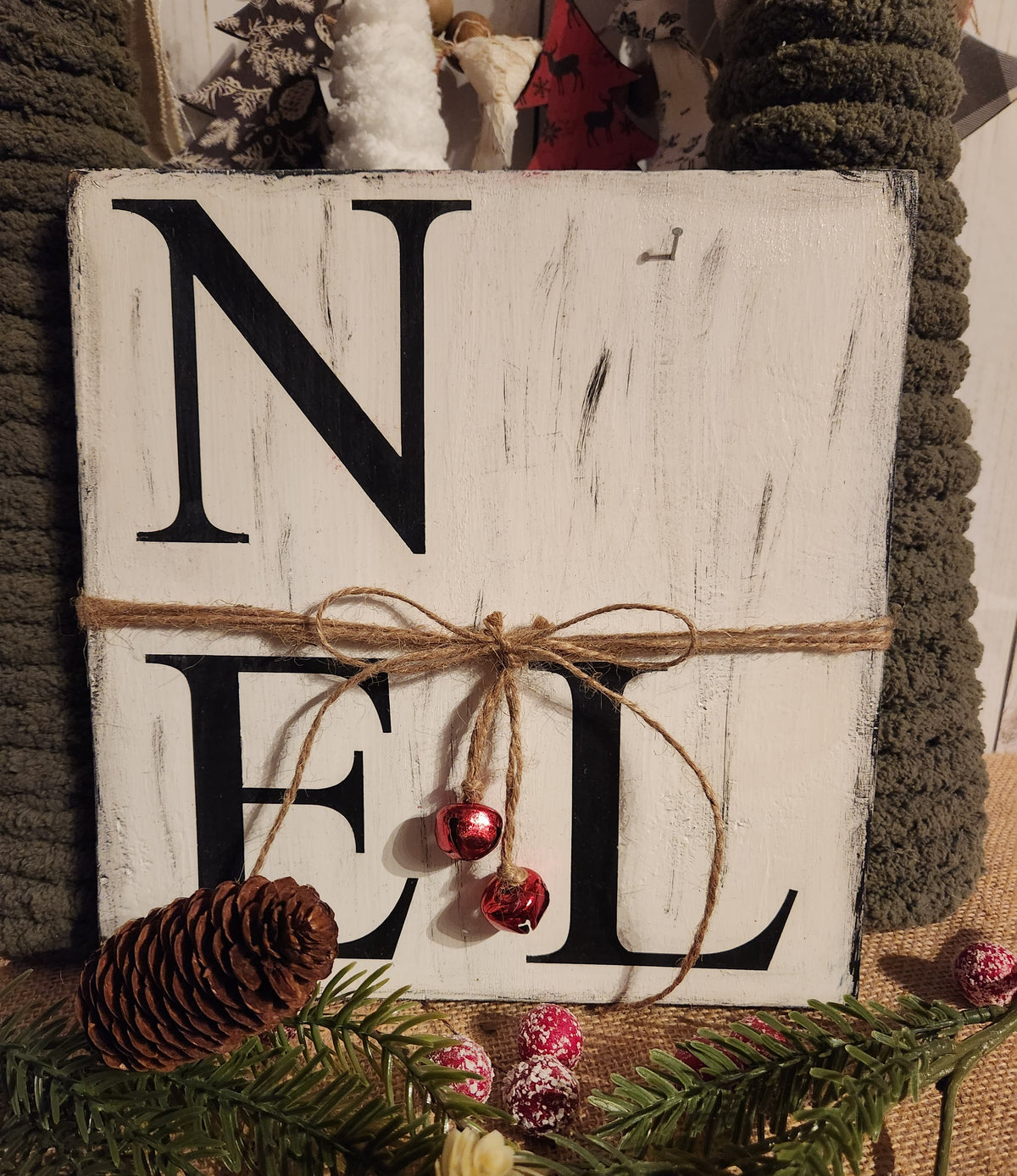 CHRISTMAS WOODEN SIGN_LEANER, NOEL (BLK)