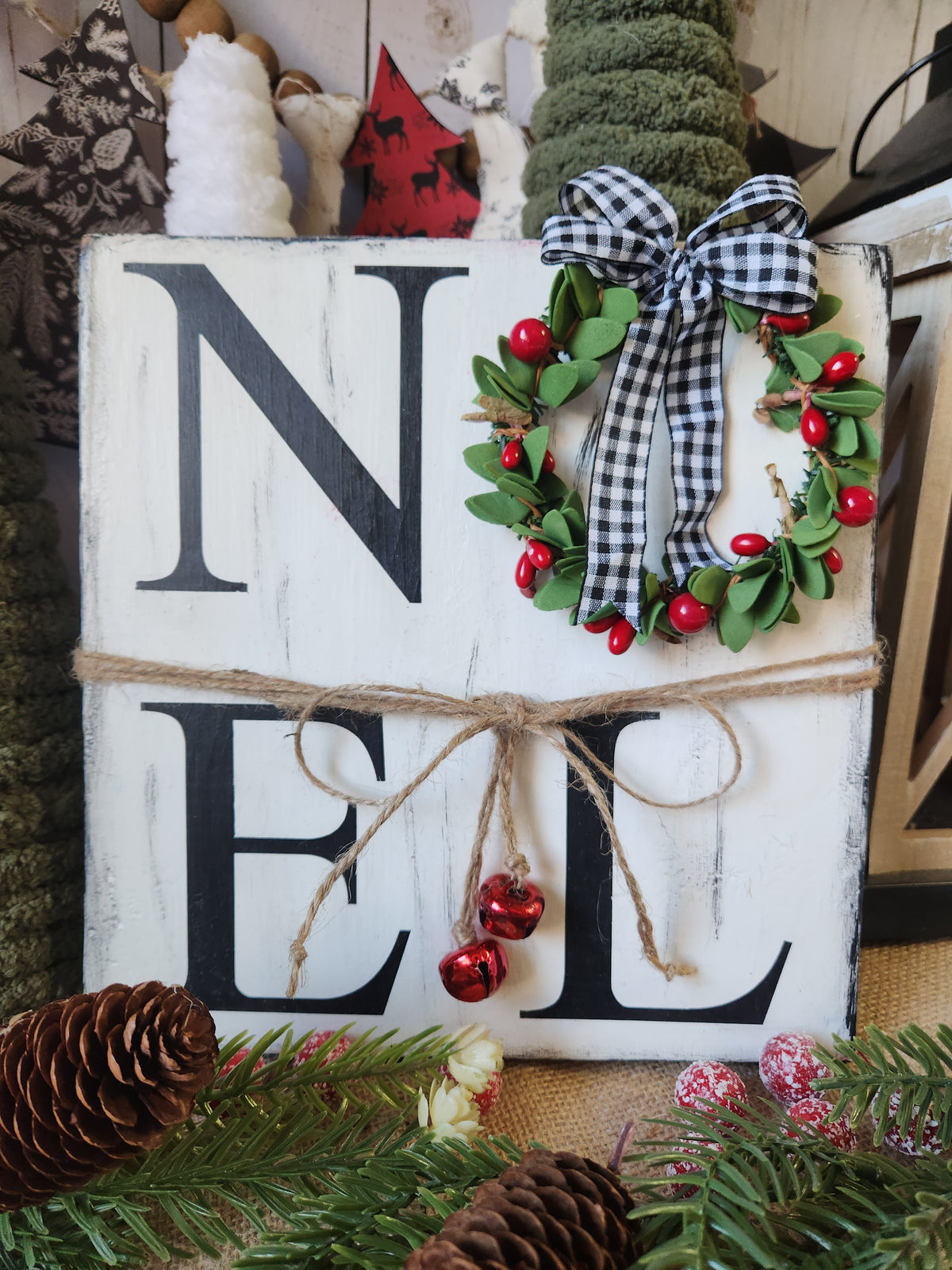 CHRISTMAS WOODEN SIGN_LEANER, NOEL (BLK)