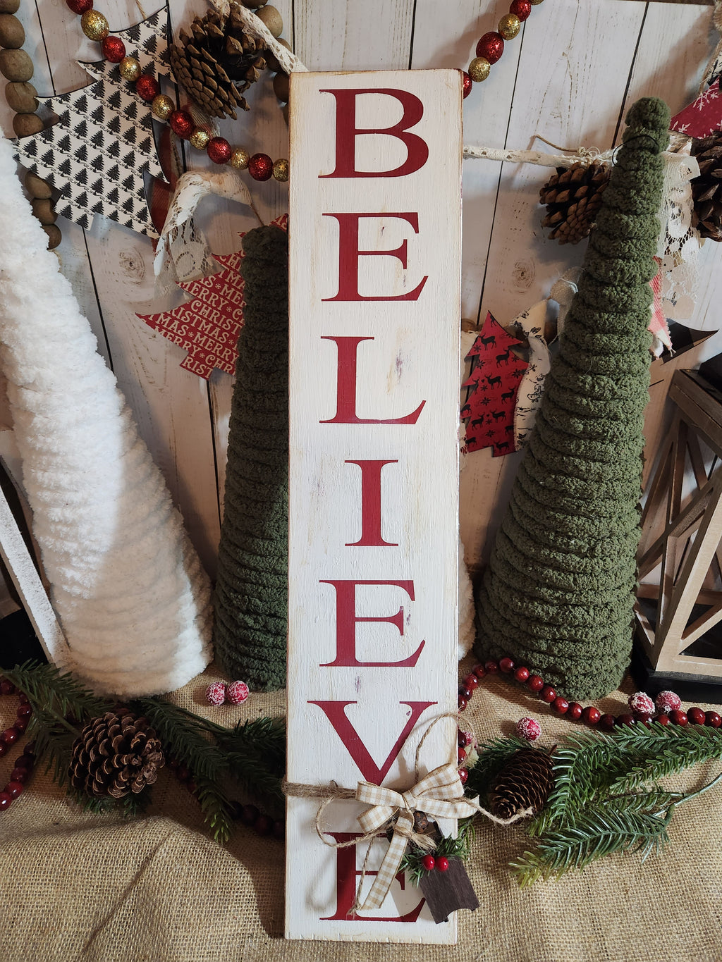 CHRISTMAS WOODEN SIGN_LEANER, BELIEVE