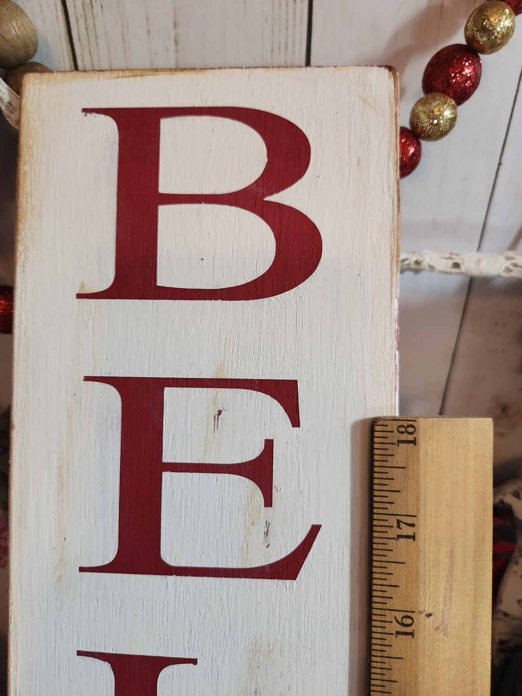 CHRISTMAS WOODEN SIGN_LEANER, BELIEVE