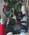 Christmas Song Phrases Wood Slice Ornaments Red bow