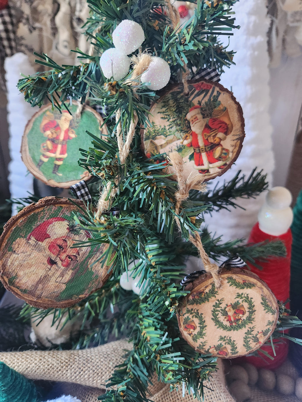 Christmas Song Phrases Wood Slice Ornaments