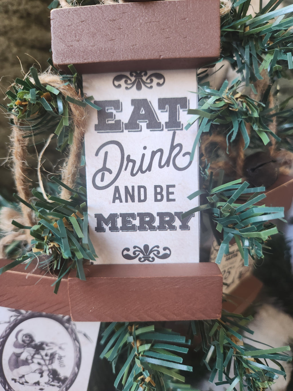Scroll Wood Block Christmas Ornaments Vintage Print 2