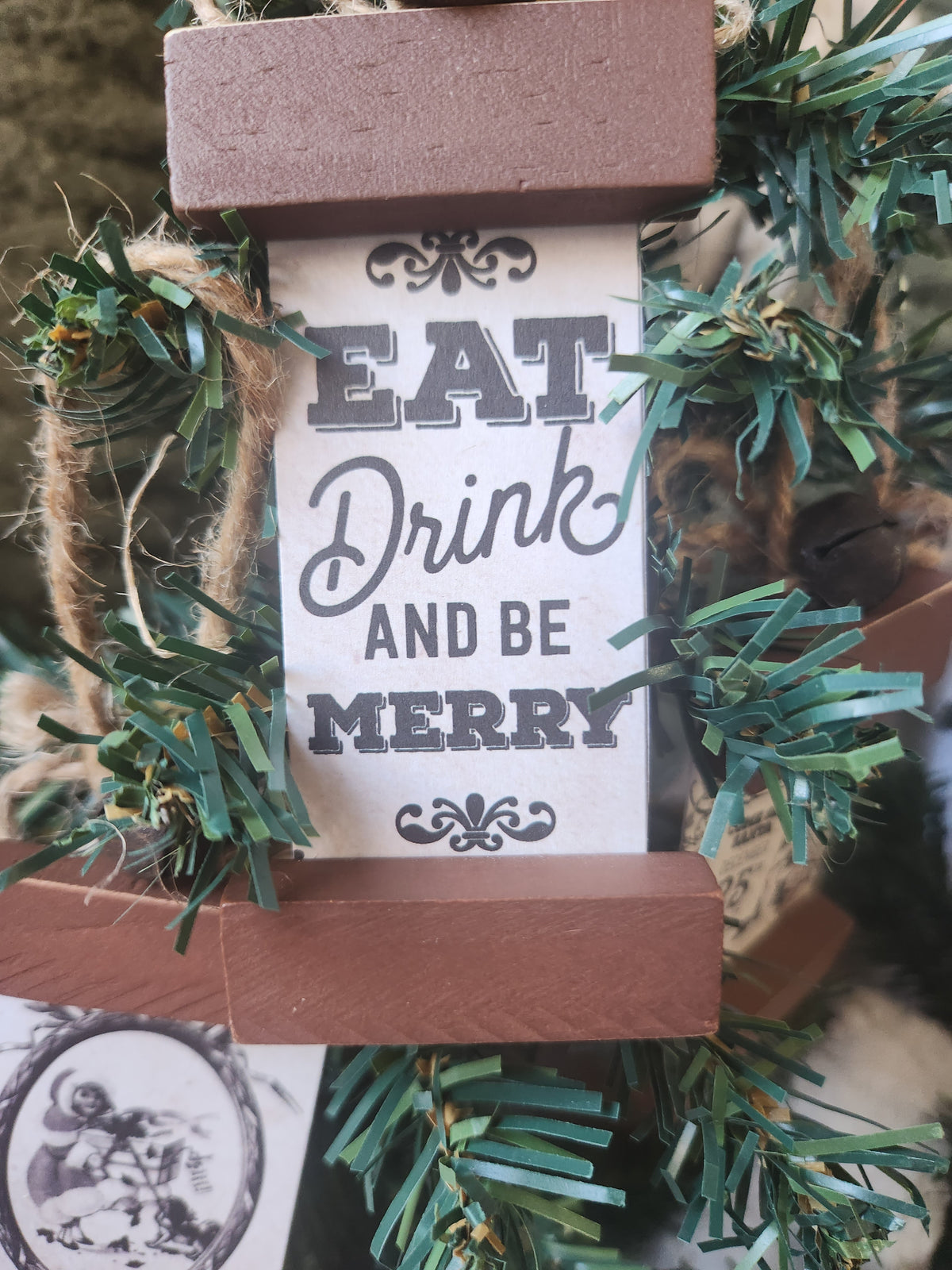 Scroll Wood Block Christmas Ornaments Vintage Print 2