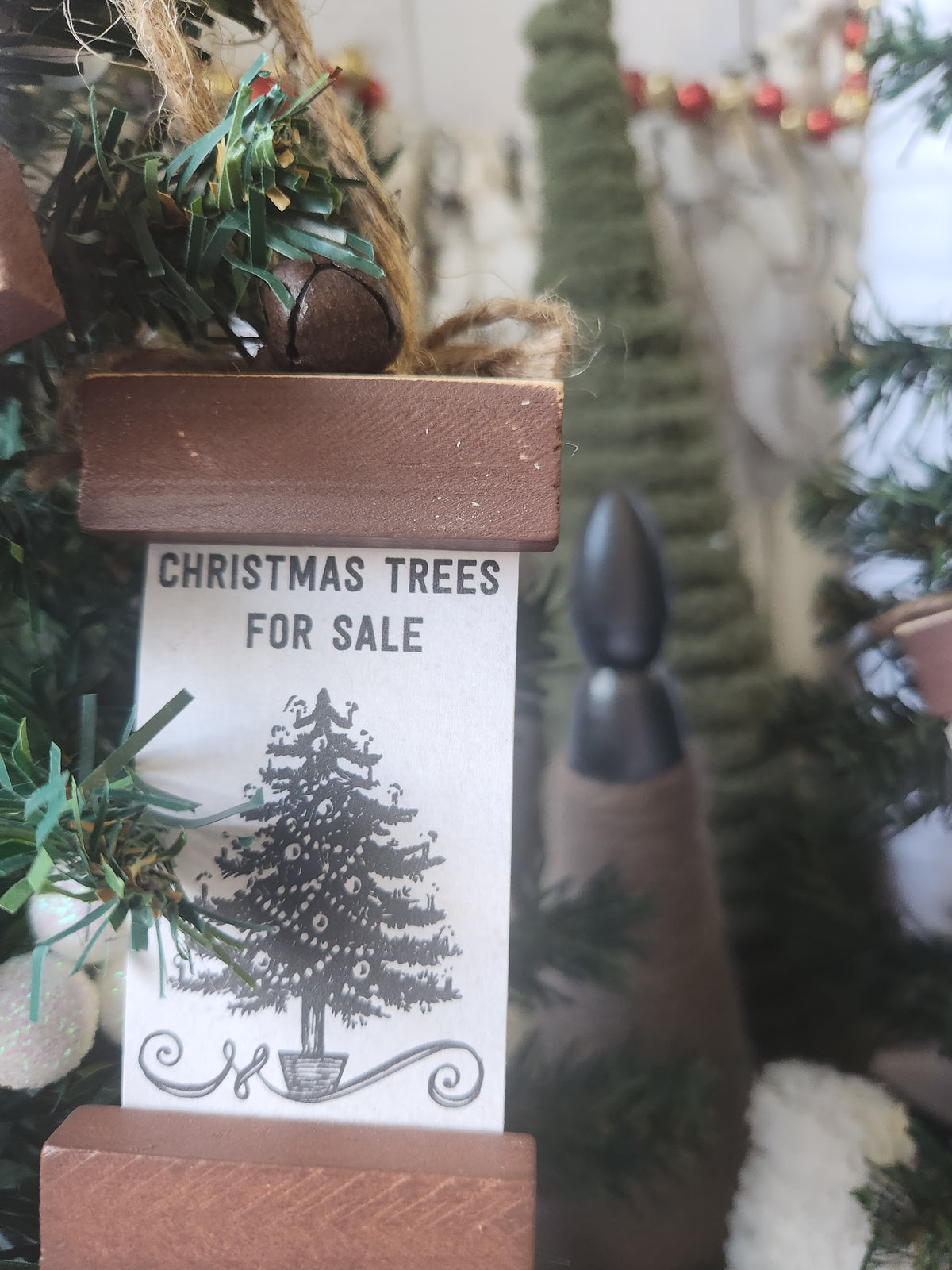 Scroll Wood Block Christmas Ornaments Vintage Print 3